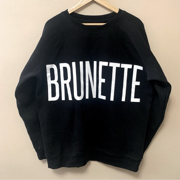 Brunette the Label "Brunette" Classic Crewneck Sweatshirt Black White XS/Small - Picture 4 of 10